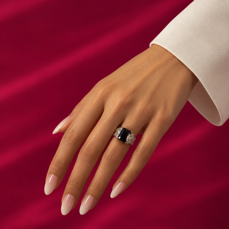 Blue Stone Silver Gents Ring